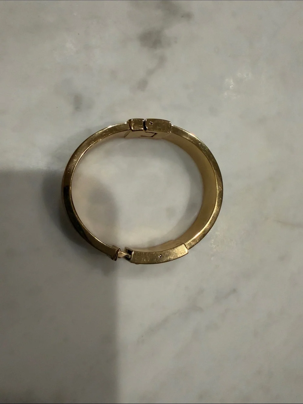 Michael Kors Logo Plaque Gold Tone Enamel Bangle Bracelet/Turquoise/ Hinged